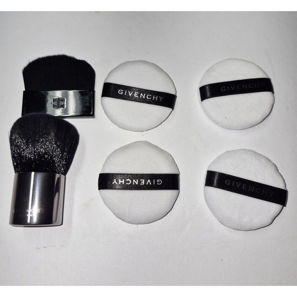 Givenchy Parfums Beauty Tool Lot Of 6 Mini Kabuki Brush & 4 Powder Puffs NEW